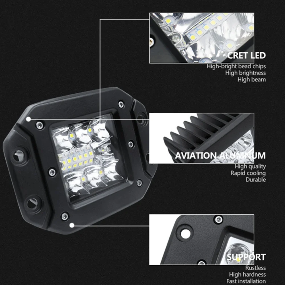 5inch Car Flush Mount LED Work Light Bar OffRoad 12V 24V Spot Flood LED Light 9-36V 39W 6000k Super Bright For ATV Truck