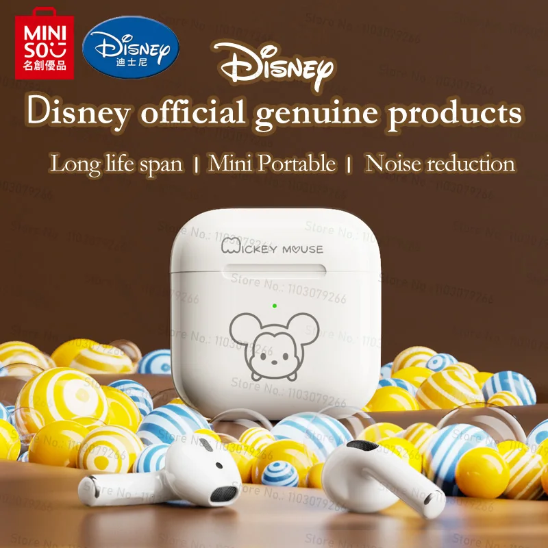 

MINISO Disney A4 Wireless Bluetooth 5.3 Headphone Cartoon Mini Cute Semi-in-ear Noise Reduction Headphones HD Call Sport Headset