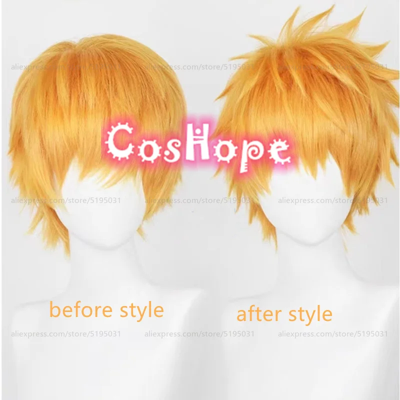 Kurosaki Ichigo Cosplay Wig Kunigami Rensuke Wig 30cm Orange Wig Cosplay Anime Cosplay Wigs Heat Resistant Synthetic Wigs