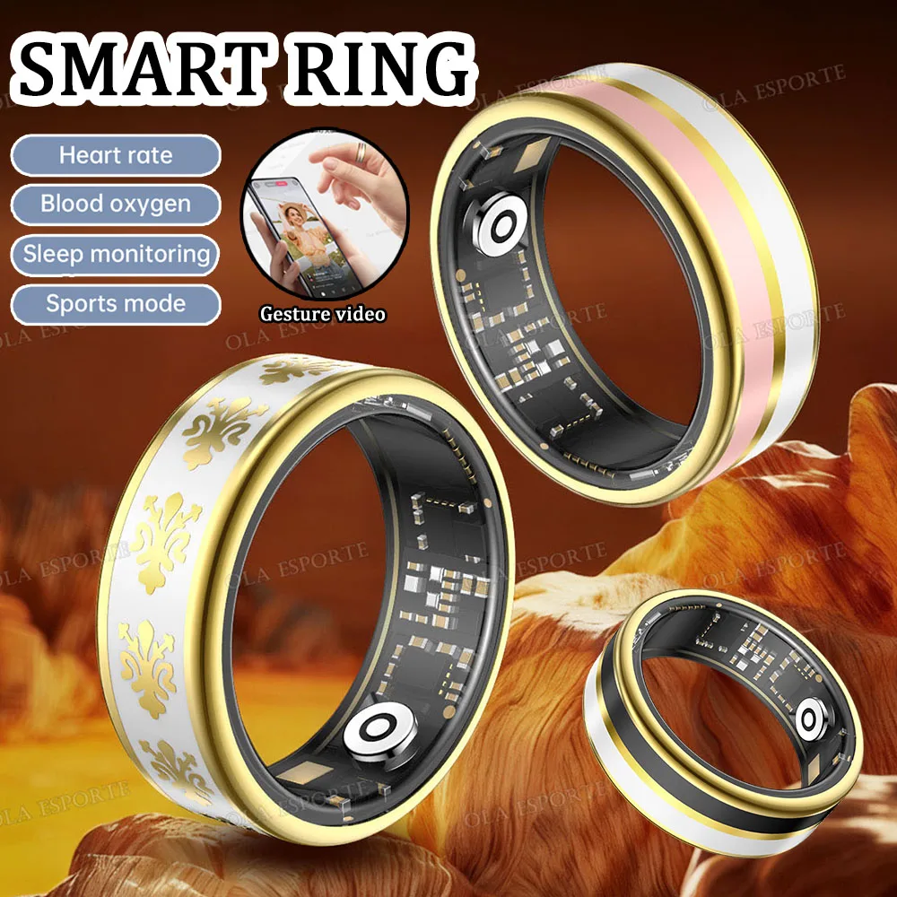 

Bluetooth Smart Ring Men Women Heart Rate Blood Oxygen Health Monitor Gesture Control Waterproof Sports Various styles Smartring