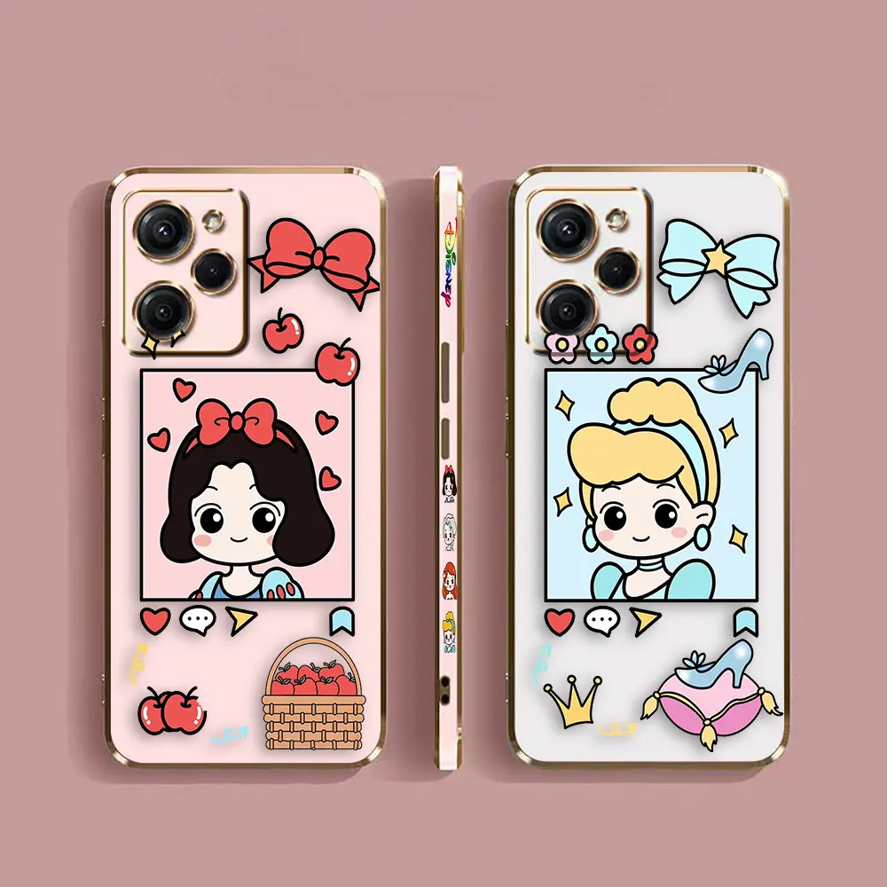 Cover Smooth E-TPU Phone Case Redmi NOTE 7 8 9 9S 9T 10 11 11S 12 12S 11T 10T PRO PLUS 4G 5G Case Princess Cinderella Snow White