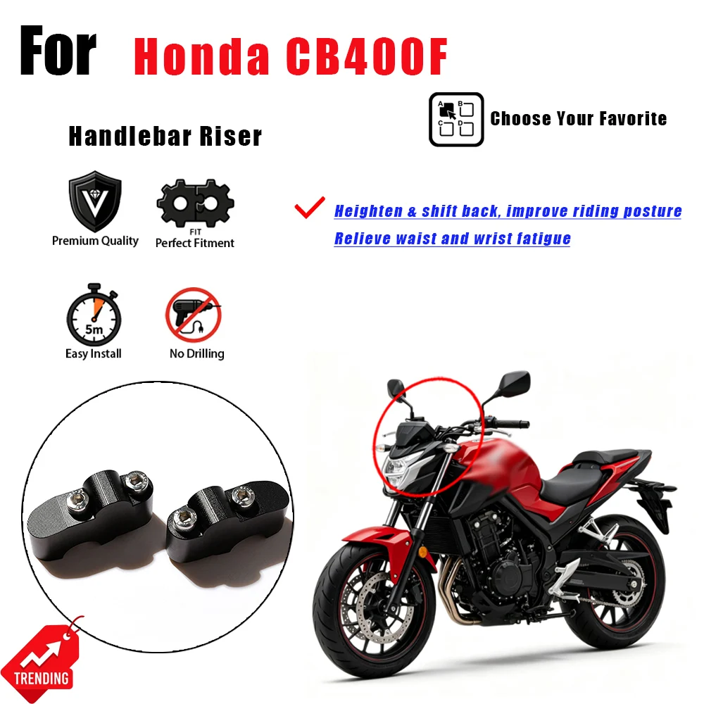 Rehausseur de guidon CNC, optimise la posture de conduite, accessoires de modification non destructifs pour moto Honda CB400F, accessoires moto