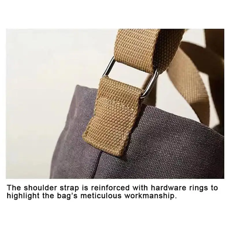 Hochwertige Canvas-Umhängetasche für Männer und Frauen, einfache Crossbody-Tasche aus gewaschenem Canvas, dicke Handtasche mit großer Kapazität, Tasche für Kunststudenten. – Detail 10