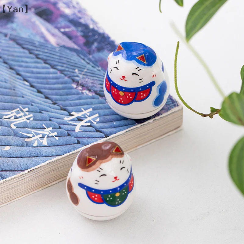 Japanese Groceries Tumbler Lucky Cat Ornaments Mini Ceramic Daruma Statue Figurines Landscape Home Decor Crafts Small Gifts