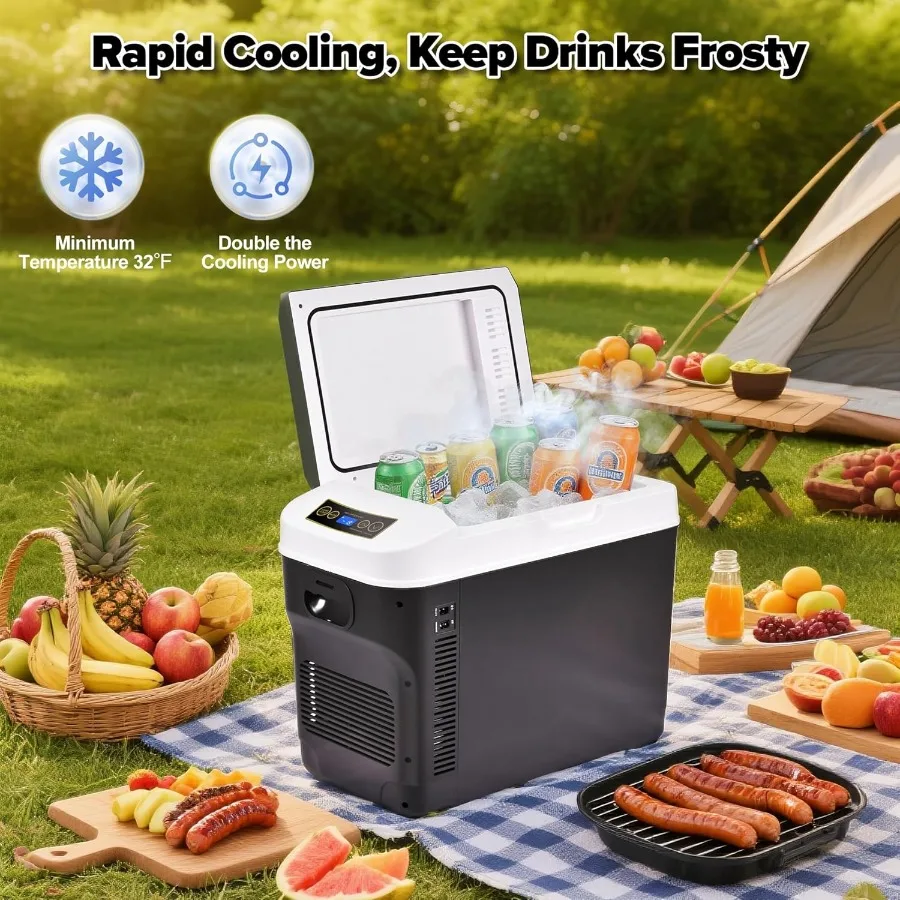 ثلاجة سيارة 12 فولت 31 كوارت 30 لتر مبرد كهربائي أكثر دفئًا مع سلك طاقة منزلي تيار متردد 110 فولت ومحول سيارة 12 فولت للتخييم والسفر #3