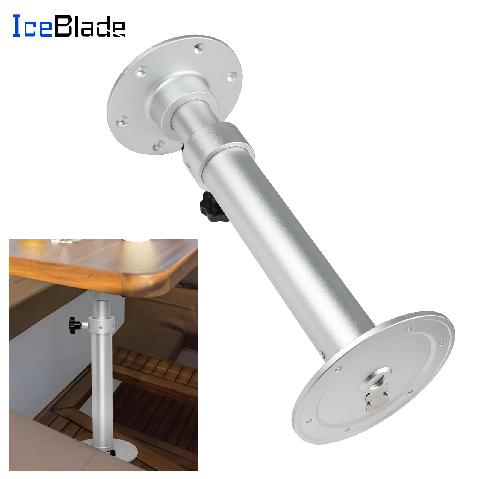 

IceBlade Adjustable Table Base Stand Leg Base Mount Frame 17.8‑27.2 inch Aluminum Alloy Table Base Kit for RV Boat Yacht