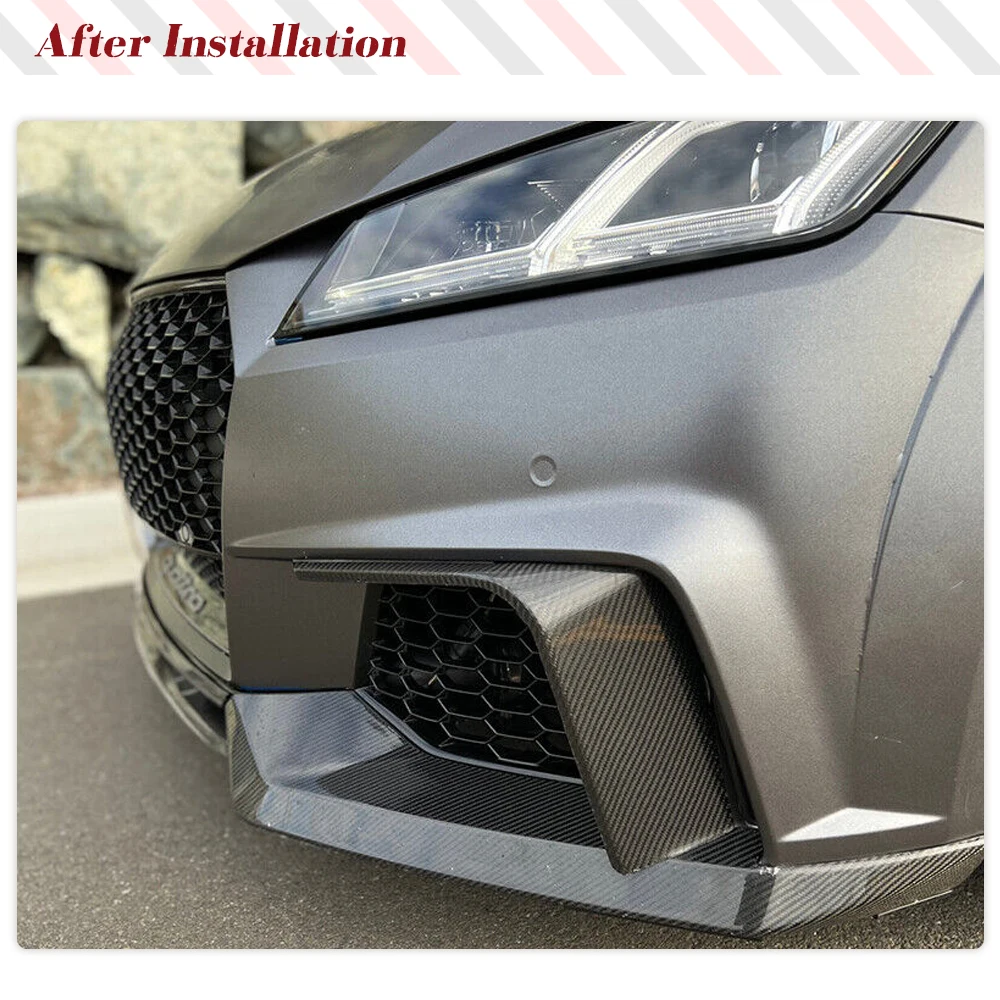 Carbon Fiber/FRP Balck Car Front Bumper Splitters Air Vents Canards For Audi TTRS MK3 2016-2018 Car Front Bumper Fins Body Kits