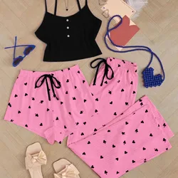 Nightgowns Three-piece Set Women's Clothing Homewear Suspenders Summer Sweet Comfortable Casual Fashion Breathable Loose Large