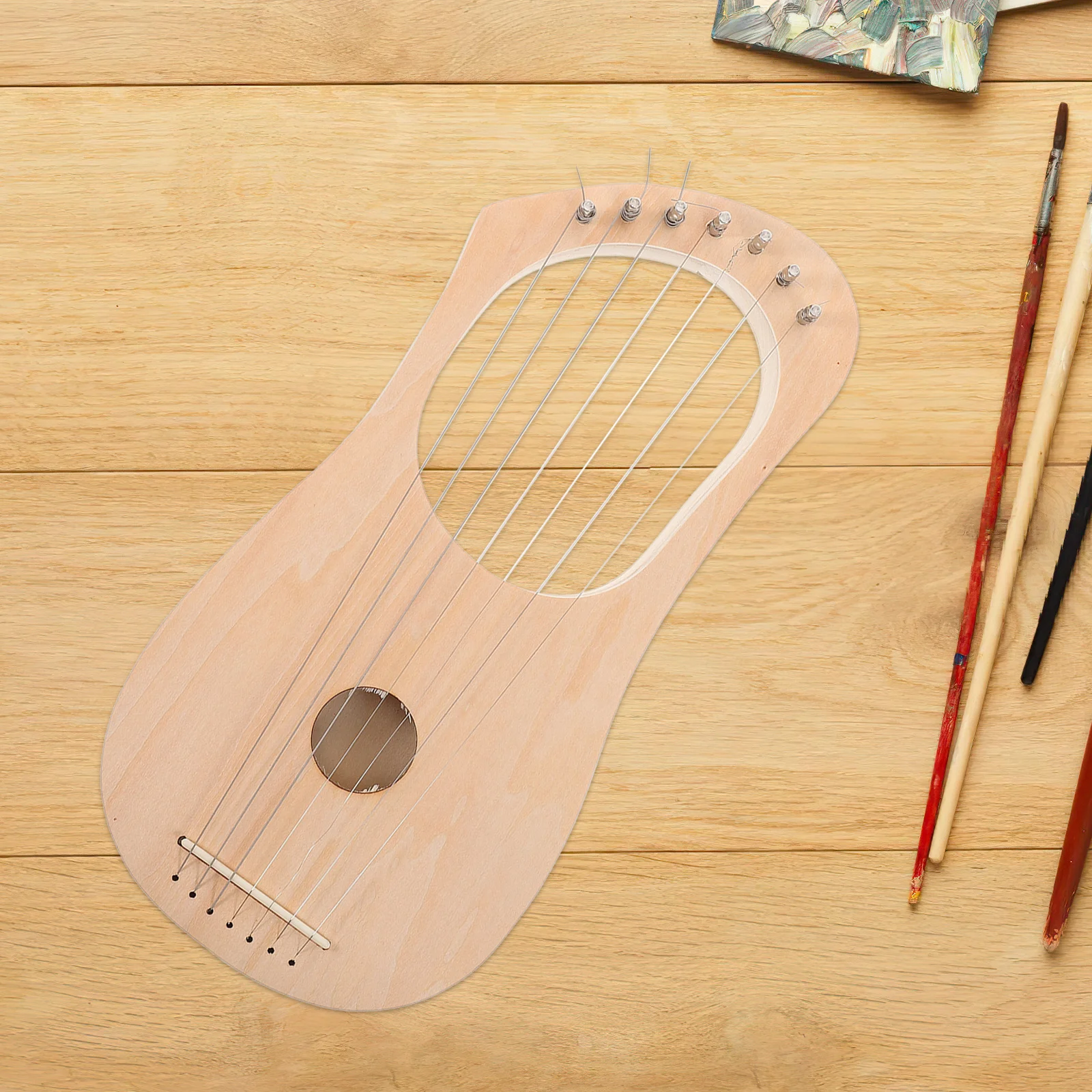 

DIY Lyre Harp Kit 7 Strings Build Your Own Instrument Tuning Wrench String Saddle Versatile Usage Home School Performances