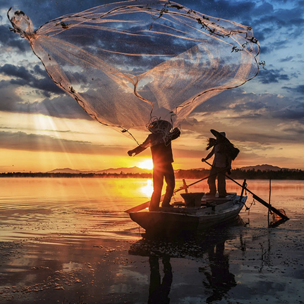 

2 .4M Hand-dumping Fishing Net Foldable Bait Cast Portable Landing Mesh Trap Throw