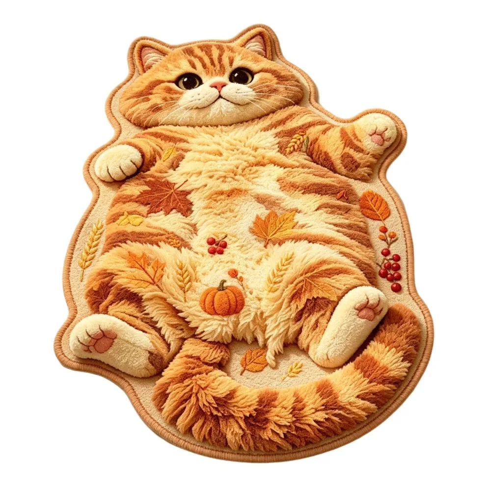 Cute 2D Cat-Shaped Area Rug Anti-fouling Non-Slip Home Decor Carpet Easy to Clean Cartoon Carpet Living Rooms