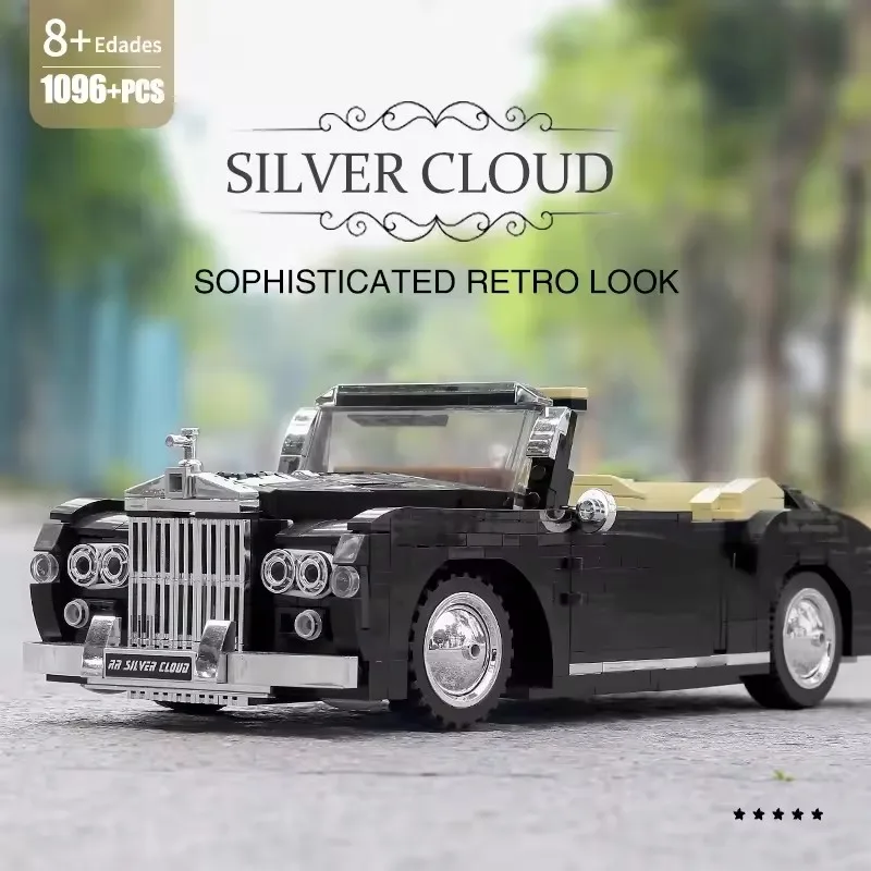 

New Vintage Car 1096PCS Technical RR Sliver Cloud Mould King DIY Building Blocks Vintage Vehicles Toys for Adults Kids Gift