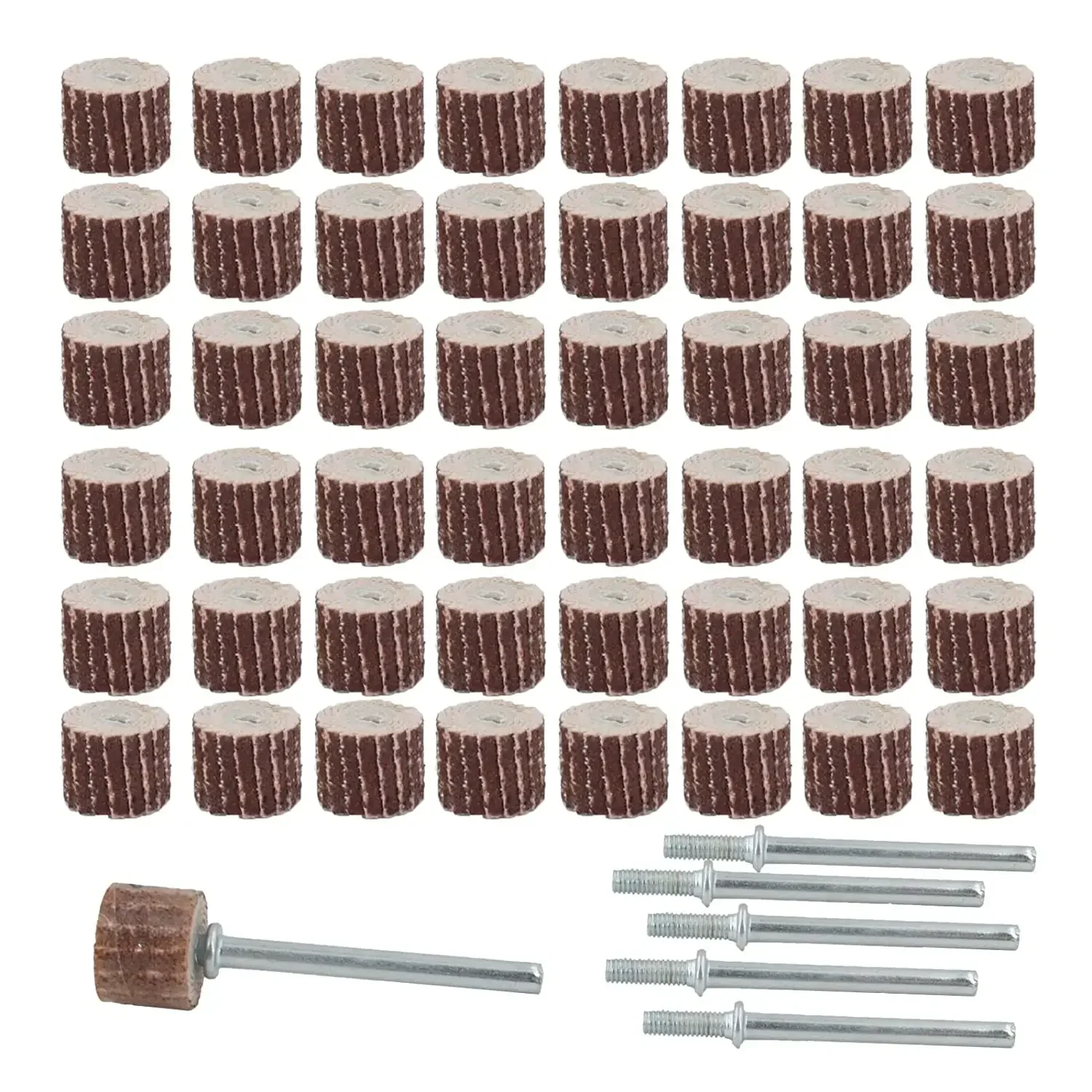 50Pcs 10mm Abrasive Flap Wheel Sander Set, 80 -600 Grit Flap Sanding Wheel Head Grinding Disc with 5Pcs 3mmArbor for Rotary Tool