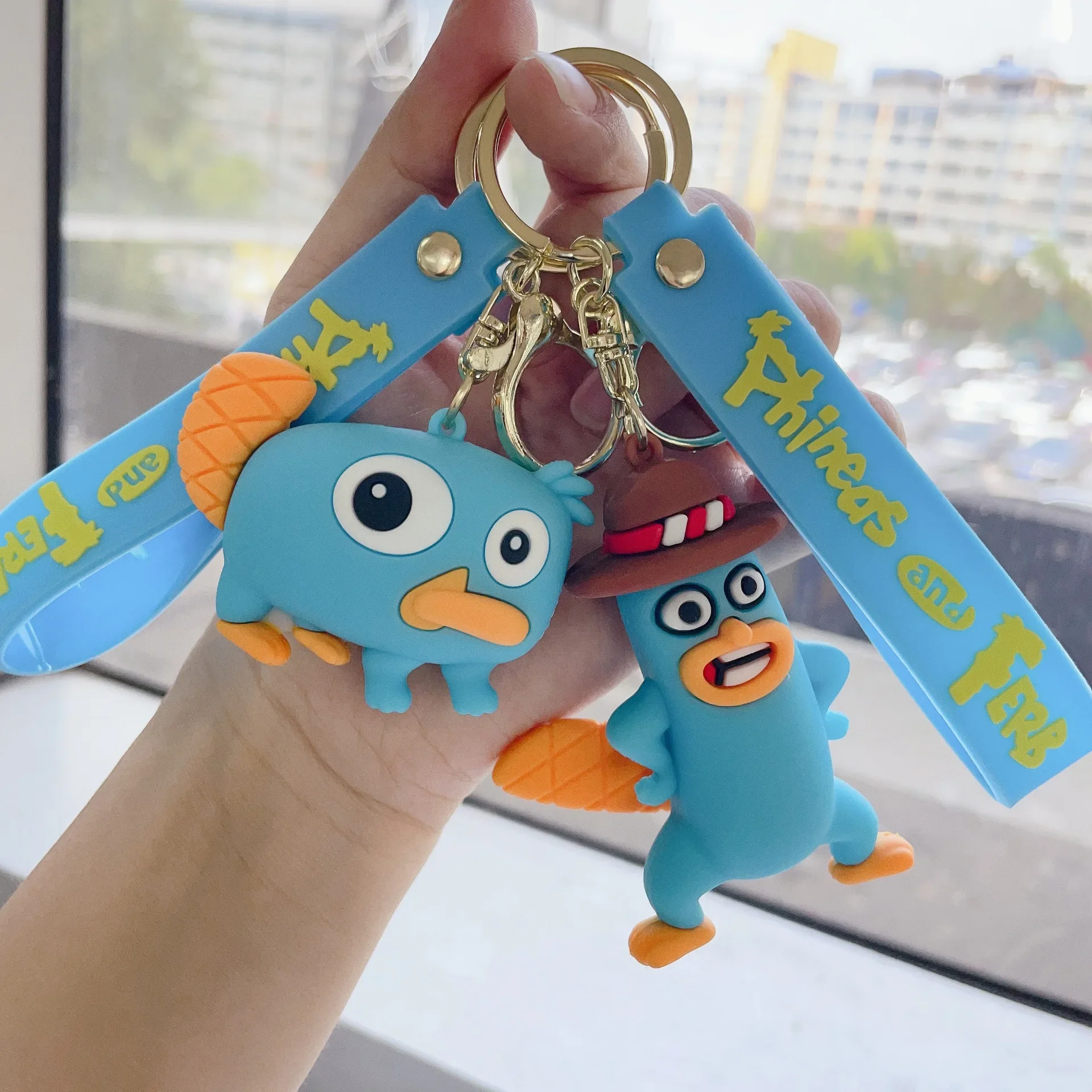 Disney Anime Phineas and Ferb Keychain Cute Phineas Flynn Ferb