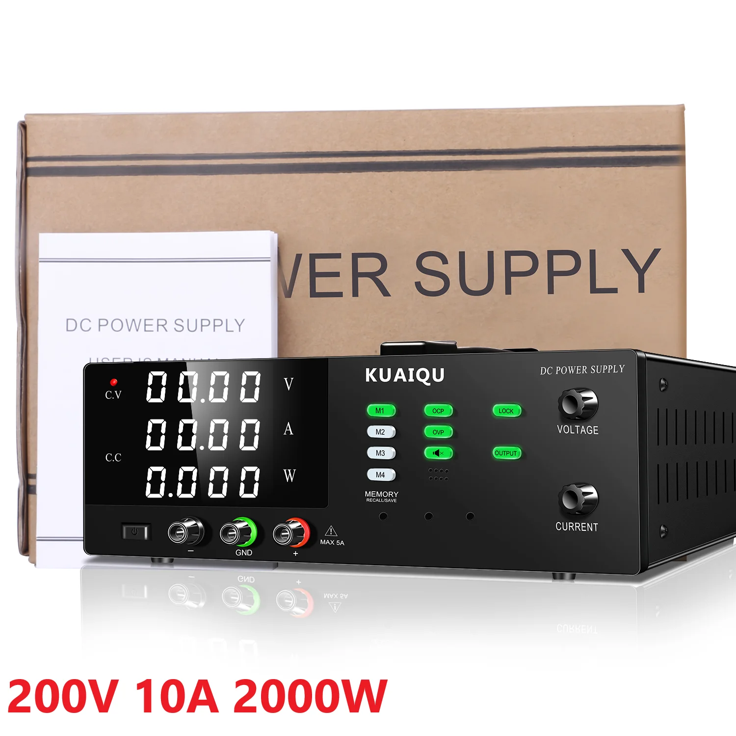 

R-SPS20010S-RS232 200 В 10 А 2000 Вт Источник питания постоянного тока Память данных OCP OVP Зуммер Программируемый лабораторный энкодер Функция блокировки ручки