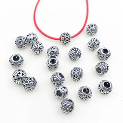 20pcs/Set Antique Silver Round large hole beads Tibetan Silver Spacer Beads, For DIY Bracelet Necklace Accessoriese