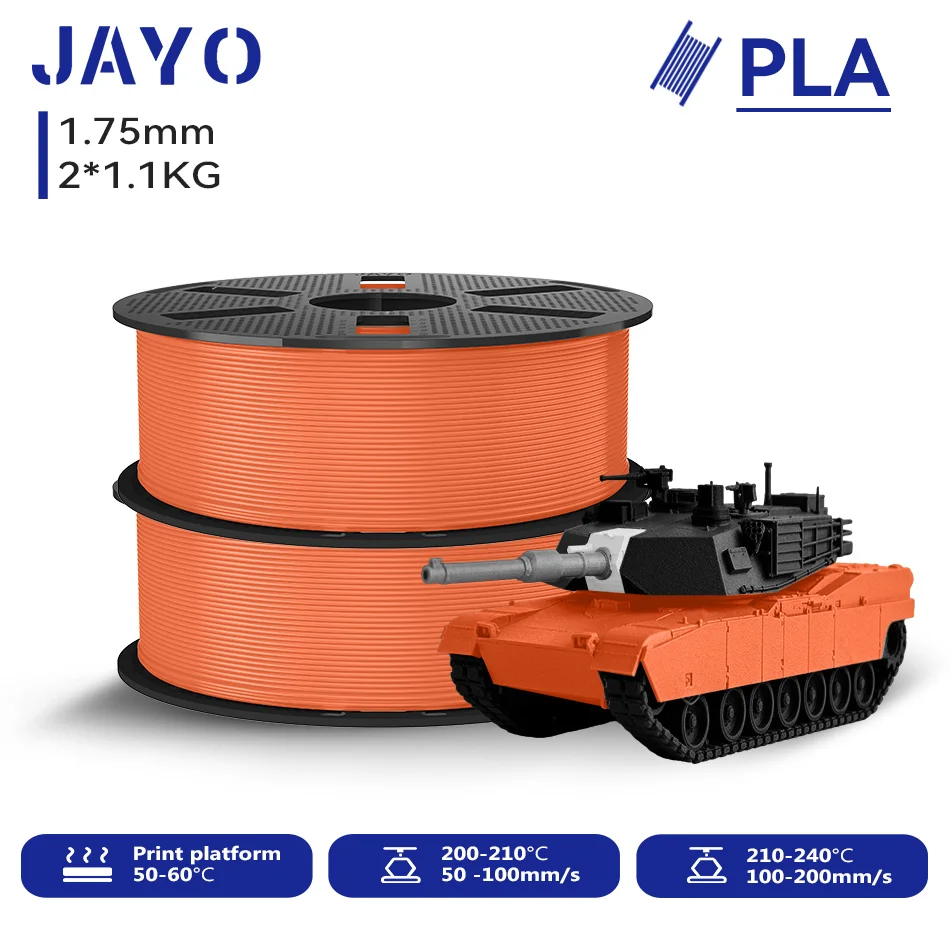 JAYO 2,2 kg 3D-PLA-Druckerfilament 1,75 mm, ungiftig und blasenfrei, PLA-Kunststoff als 3D-Druckfilament für 99 % der 3D-FDM-Drucker und -Stifte