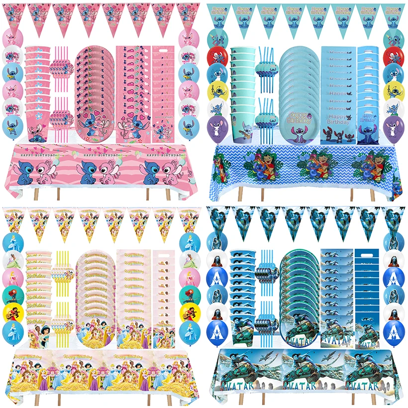 Wholesale 83Pcs/Lot Birthday Decorations Tableware Set Paper Cup Balloons Birthday Party Decorations Kids Baby Shower Decoration