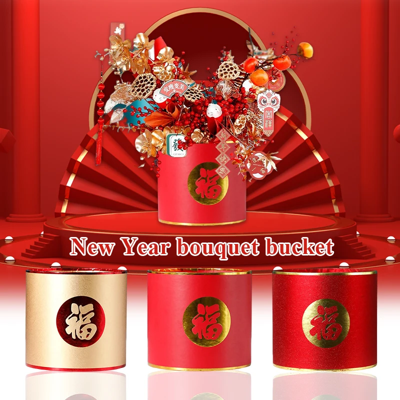 

Creative New Year Festive Bouquet Holding Barrel New Year Decoration Decorati Barrel Fortune Fruit Flower Arrangement Decoration