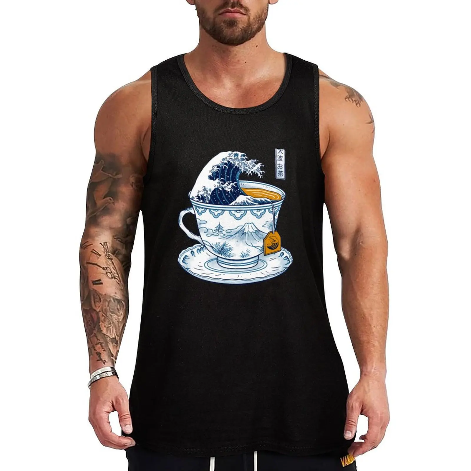 

The Great Kanagawa Tea Tank Top Sportswear for men gym shirts clothes for men summer