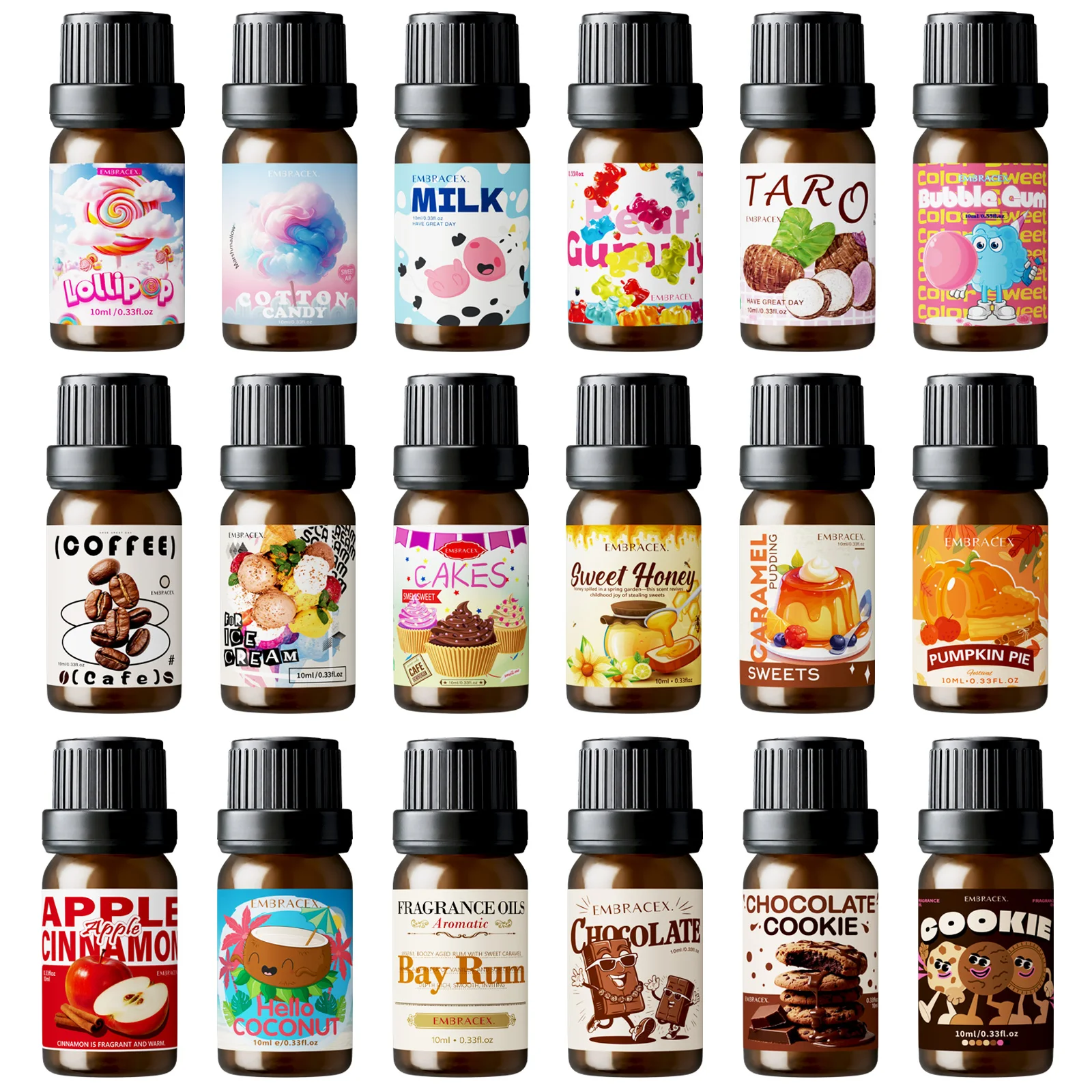 24 Type Gourmet Fragrance Oils Vanilla Coconut Coffee Chocolate For Soap Making Gifts For Women Skin, Hair and Nail Care