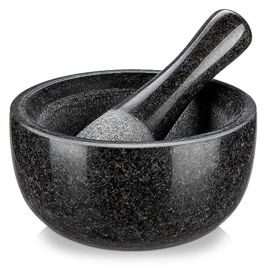 

Velaze Large Mortar and Pestle Set 100 Granite Natural Unpolished Herb Crusher Spice Grinder Stone Grinder Bowl for Making Guac