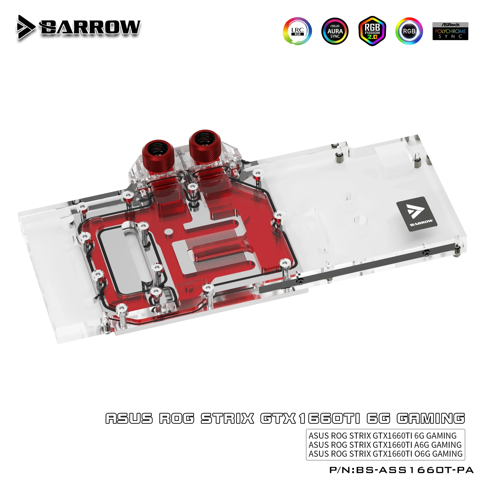 

Barrow BS-ASS1660T-PA, Full Cover Graphics Card Water Cooling Blocks,For Asus Rog Strix GTX1660Ti 6G/A6G/O6G Gaming