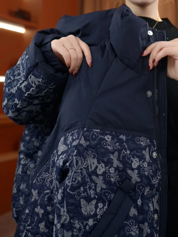 

Женское хлопковое пальто с уникальным принтом, женское теплое пальто, свободное пальто в Корейском стиле, осень-зима, Новое поступление