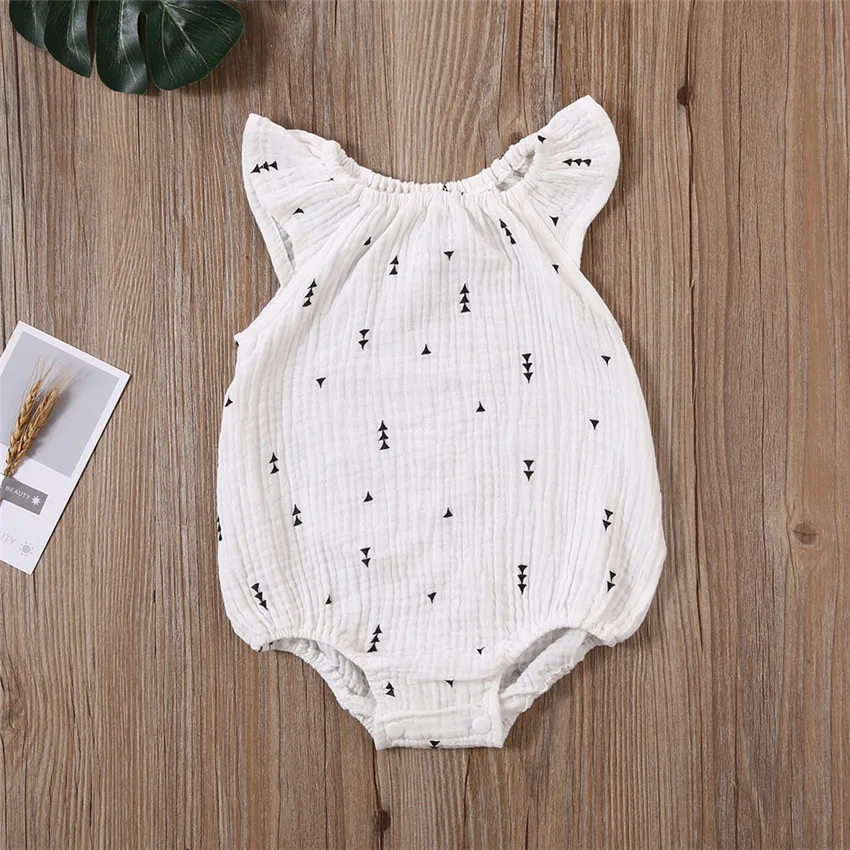 New Baby Girl Flying Sleeve Jumpsuit Cactus Print Romper Newborn Short Sleeve Summer Clothes