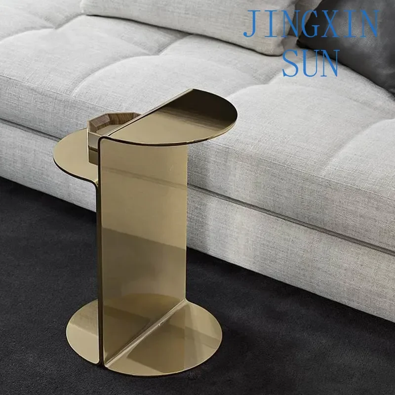 Stainless steel small edge table, simple living room sofa, small edge table, Italian style small table