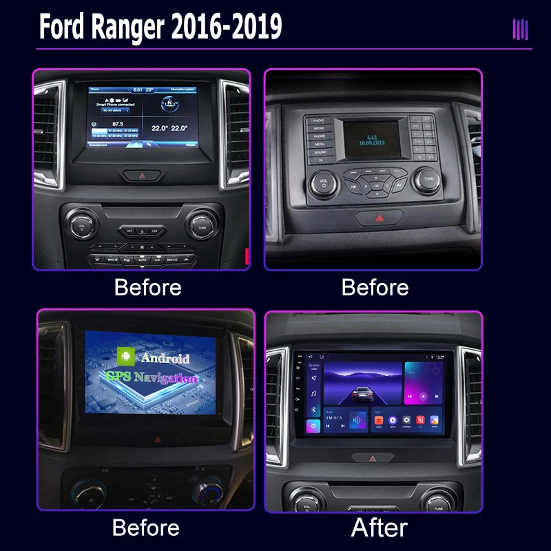 roadivox Android Car Radio for Ford Ranger 2016-2019 GPS Navigation Video Screen Multimedia Player Tape Recorder Carplay 4G