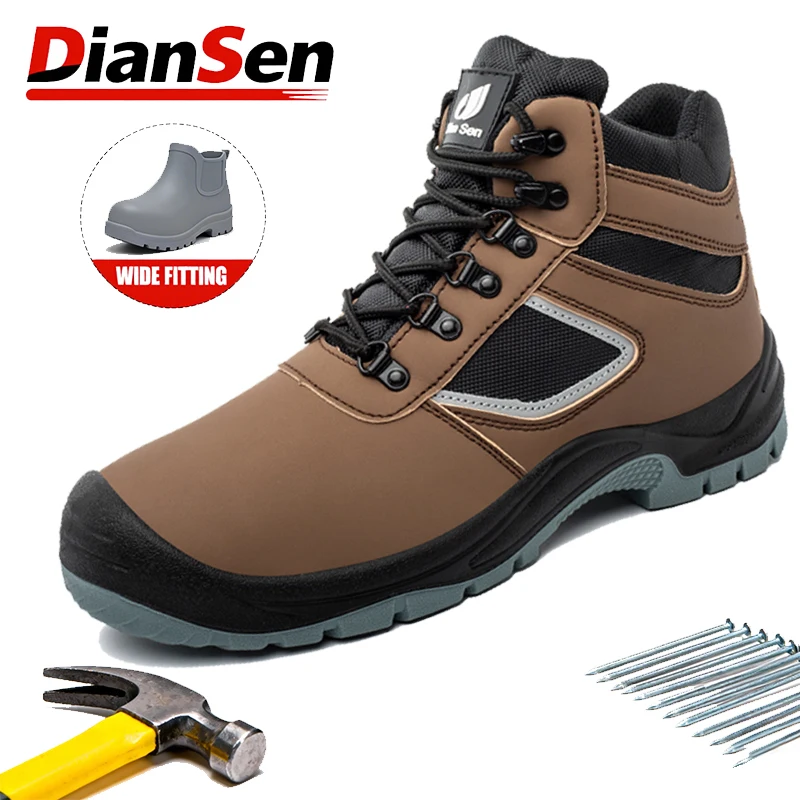 

Brown Ankle Boots Indestructible Safety Shoes Steel Toe Boots Anti-puncture Leather Shoes Kevlar fabric Slip Resistant Boots