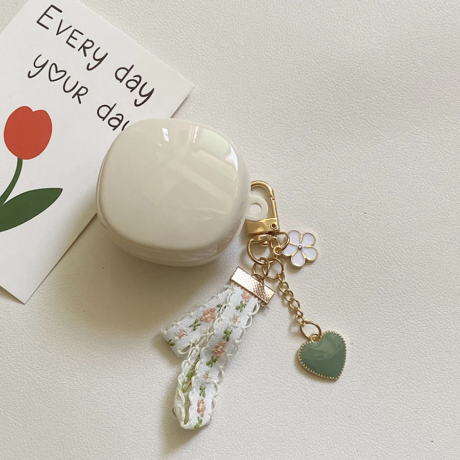 Funda de encaje para Samsung Galaxy buds 2, carcasa transparente y suave para auriculares, con Oso de flores, a la moda