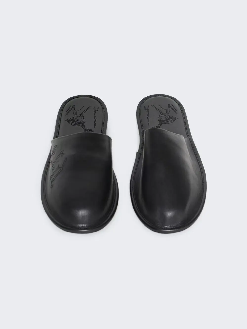 ER/D electric embroidery portrait letter calfskin lazy half-towed slippers