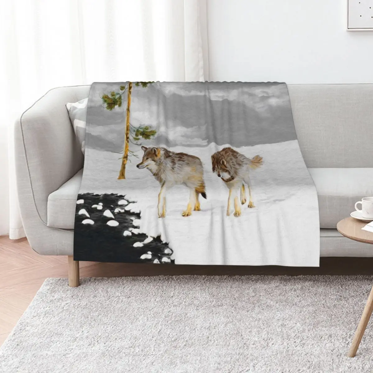 

Wolves in Snow Throw Blanket For Sofa Thin Bed covers Luxury Designer Luxury Brand Blankets