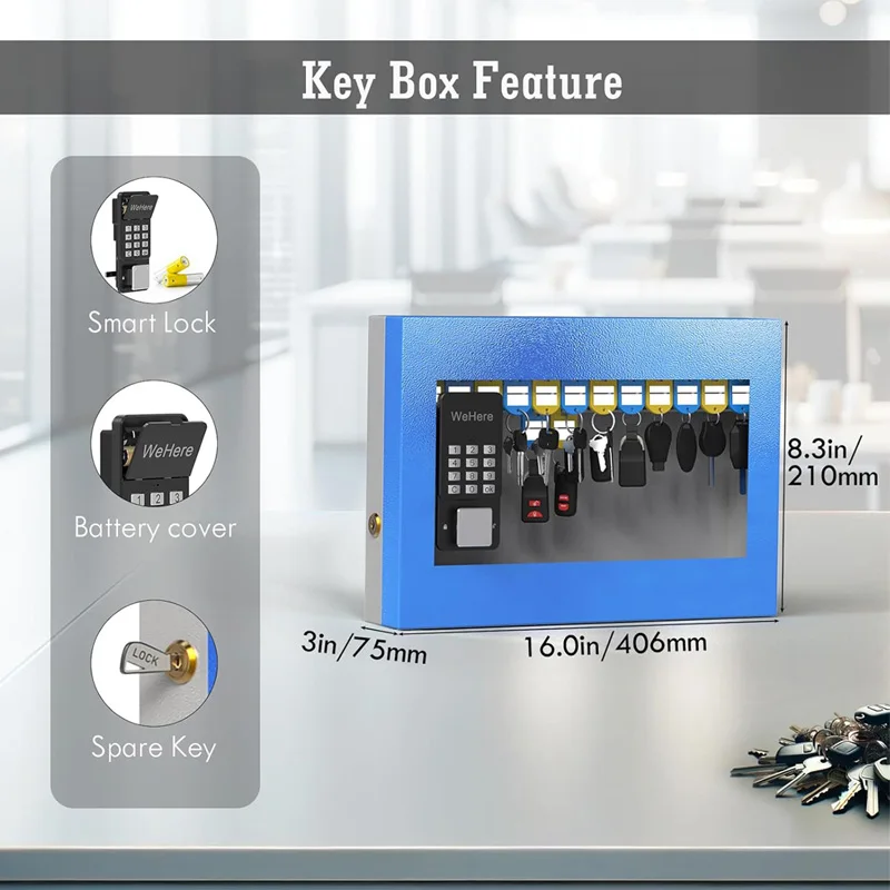 صندوق أمان مفاتيح ذكية مثبت على الحائط ، خزانة تطبيقات ، بلوتوث ، كلمة مرور لمرة واحدة ، جهاز تحكم عن بعد بنظام wi-fi ، رمز ثابت ، فتح المفتاح ، مدير المفاتيح