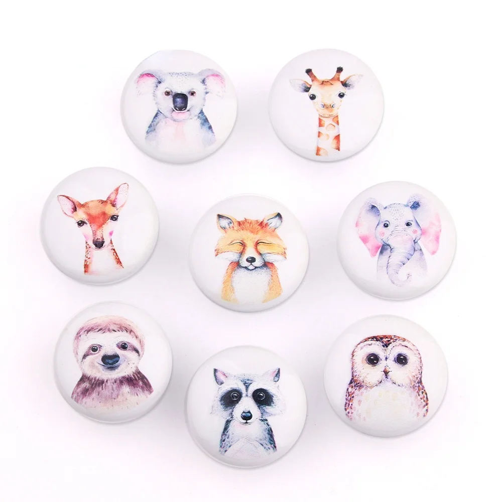 Round shape Pull Flower Handle Ceramic Knob 38mm*26mm Nordic Cartoon Ceramic Animals Cute Cabinet Drawer Hook for Furniture