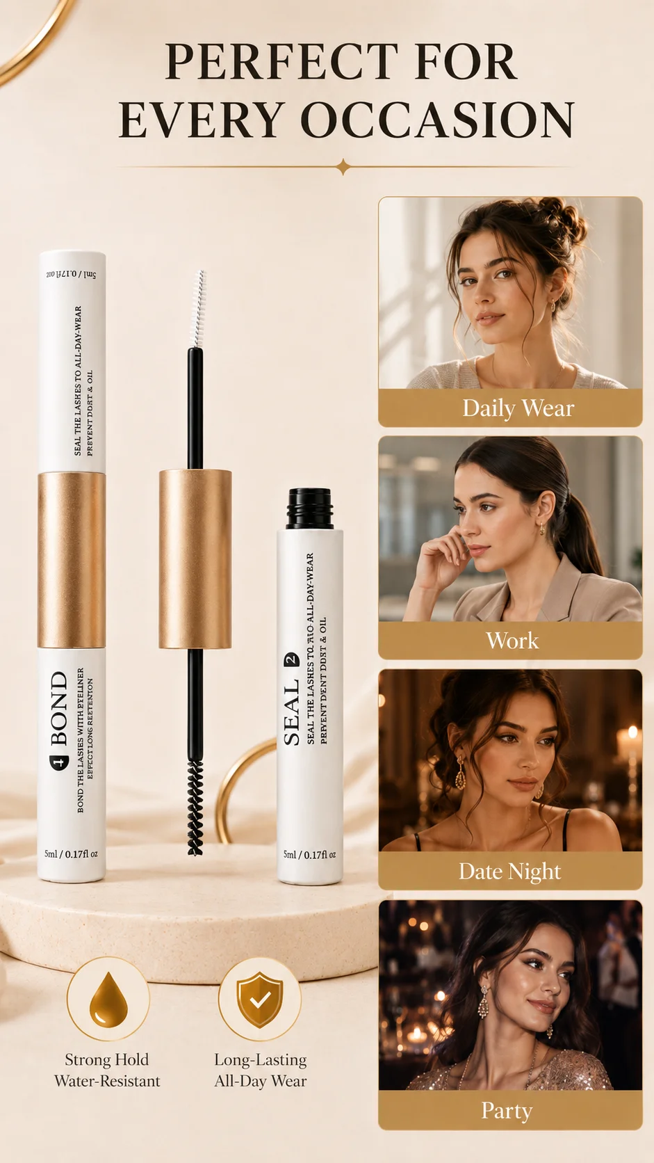 2-in-1 Wimpernkleber und Versiegelung: Wasserfester, Langanhaltender Wimpernverlängerungskleber, Starker Halt für Cluster-Wimpern, DIY Falsche Wimpern Klebstoff – Detail 5