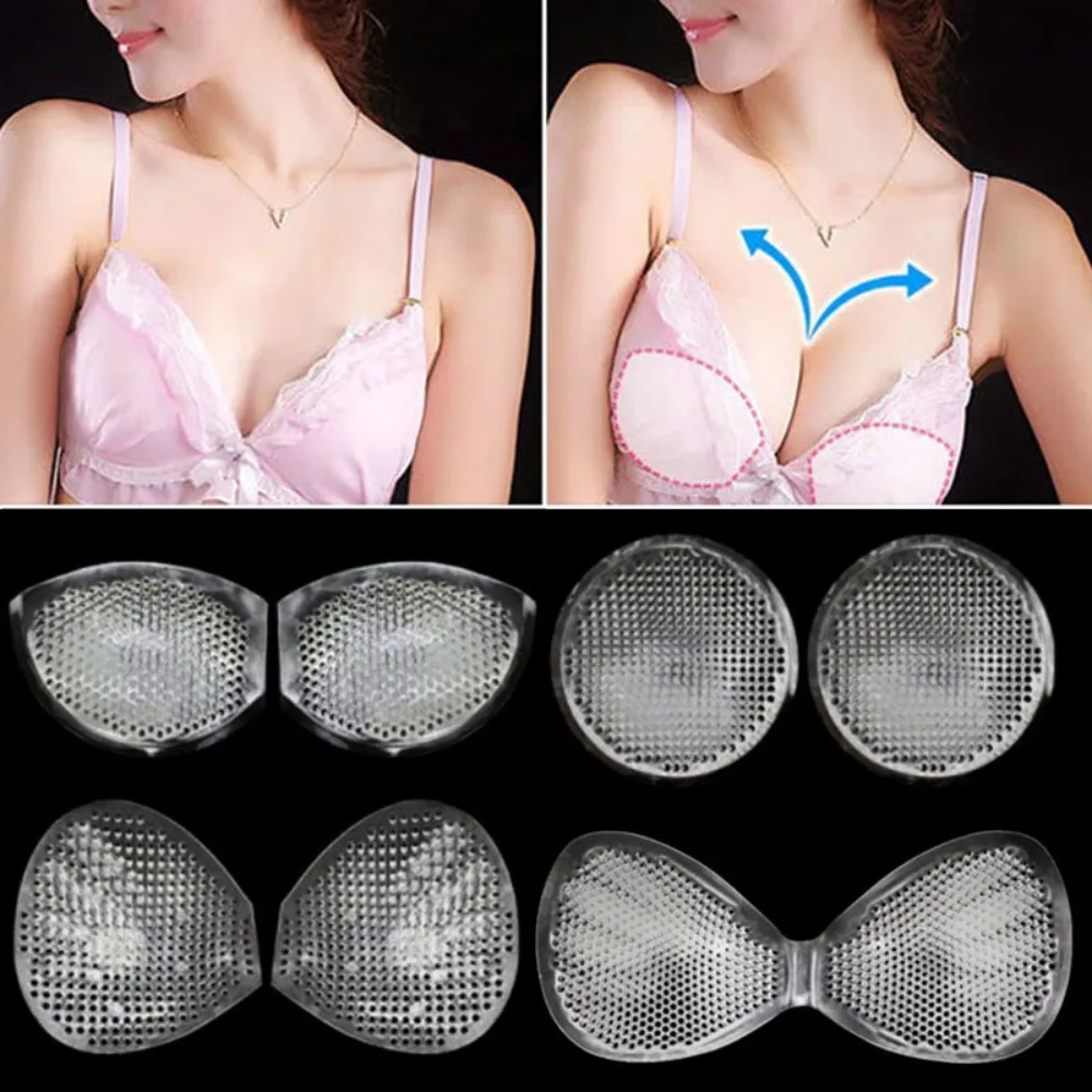 1 Pair Swimsuit Breathable Honeycomb Transparent Round Soft Removable Bikini Bras Cups Insert Silicone Bra Pads Breast Push Up