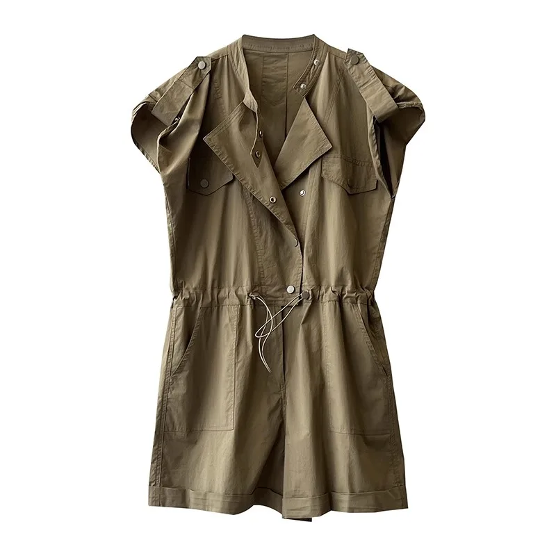 จั๊มสูทขายาวทรงหลวมสำหรับฤดูร้อน หรือ กางเกงทำงาน แฟชั่นชุดเดรสแบบชิ้นเดียว สไตล์ลำลองทรงเอ