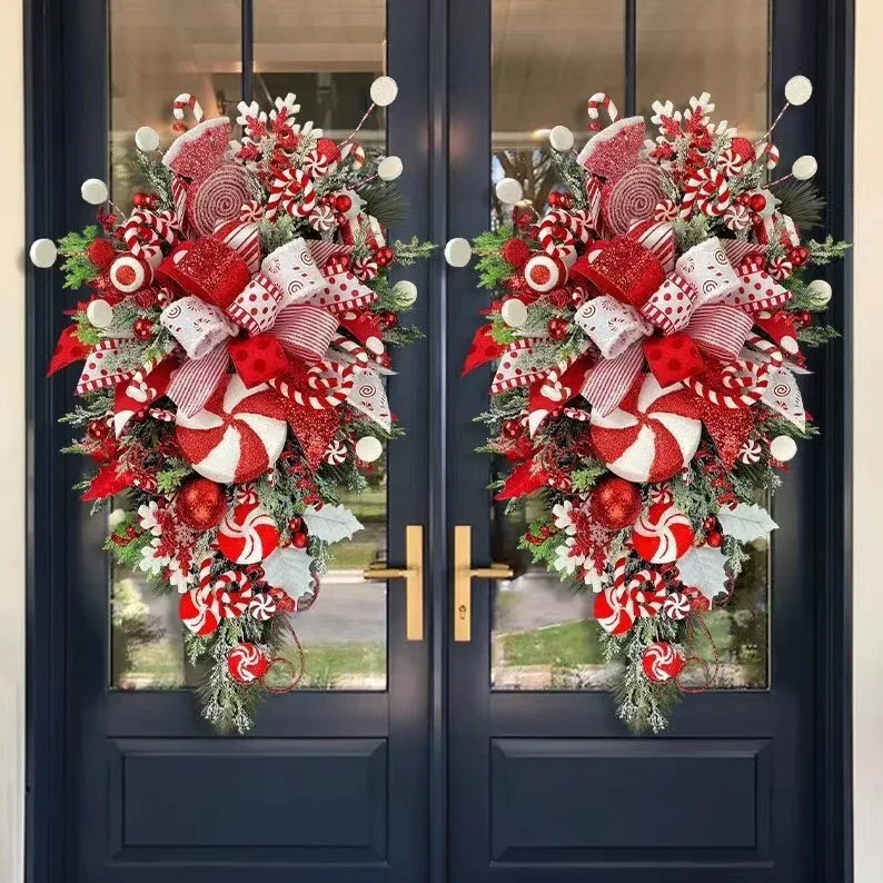 New Christmas Inverted Tree Christmas Door Hanging Christmas Candy Inverted Tree Wall Decoration