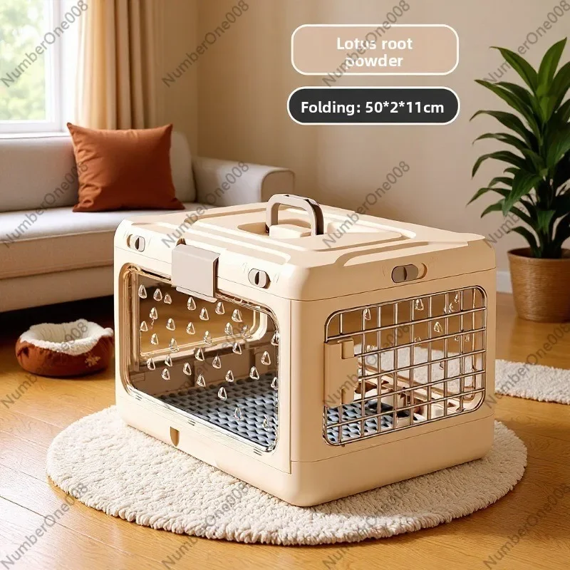 Pet Airline Approved Carrier, Foldable Cat Travel Crate for Car, Portable Small Dog Kennel with Ventilation