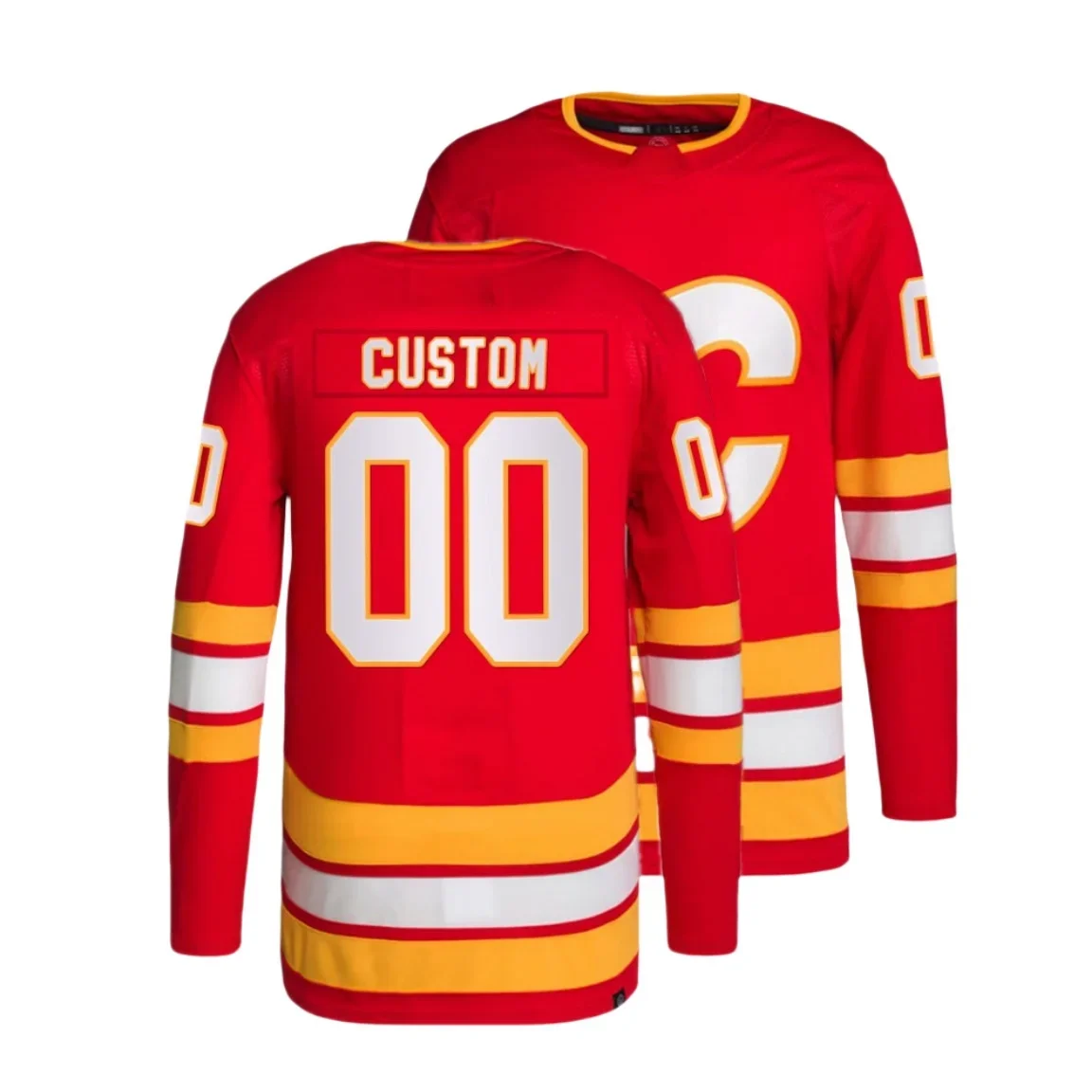 

Custom Calgary Men Ice Hockey Jersey #10 Calgary Flames #20 Blake Coleman #11 Mikael Backlund #91 Nazem Kadri S