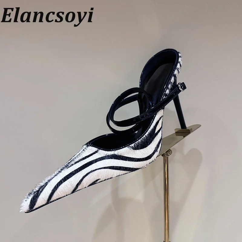 High Heels Summer Fashionable Women's Pointed Horse Capillary High Heels Solid Color Metal Decoration Sexy Party Dance Shoes