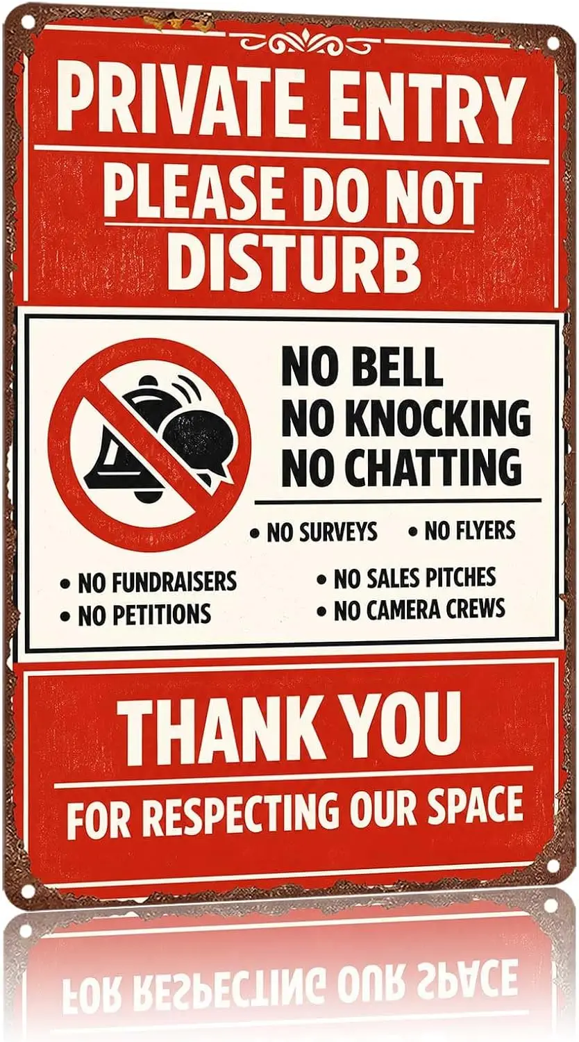 Metal Sign Private Entry Do Not Disturb No Soliciting Warning Wall Decor | Classic  ,Retro,Waterproof Aluminum,Funny,UV-printing