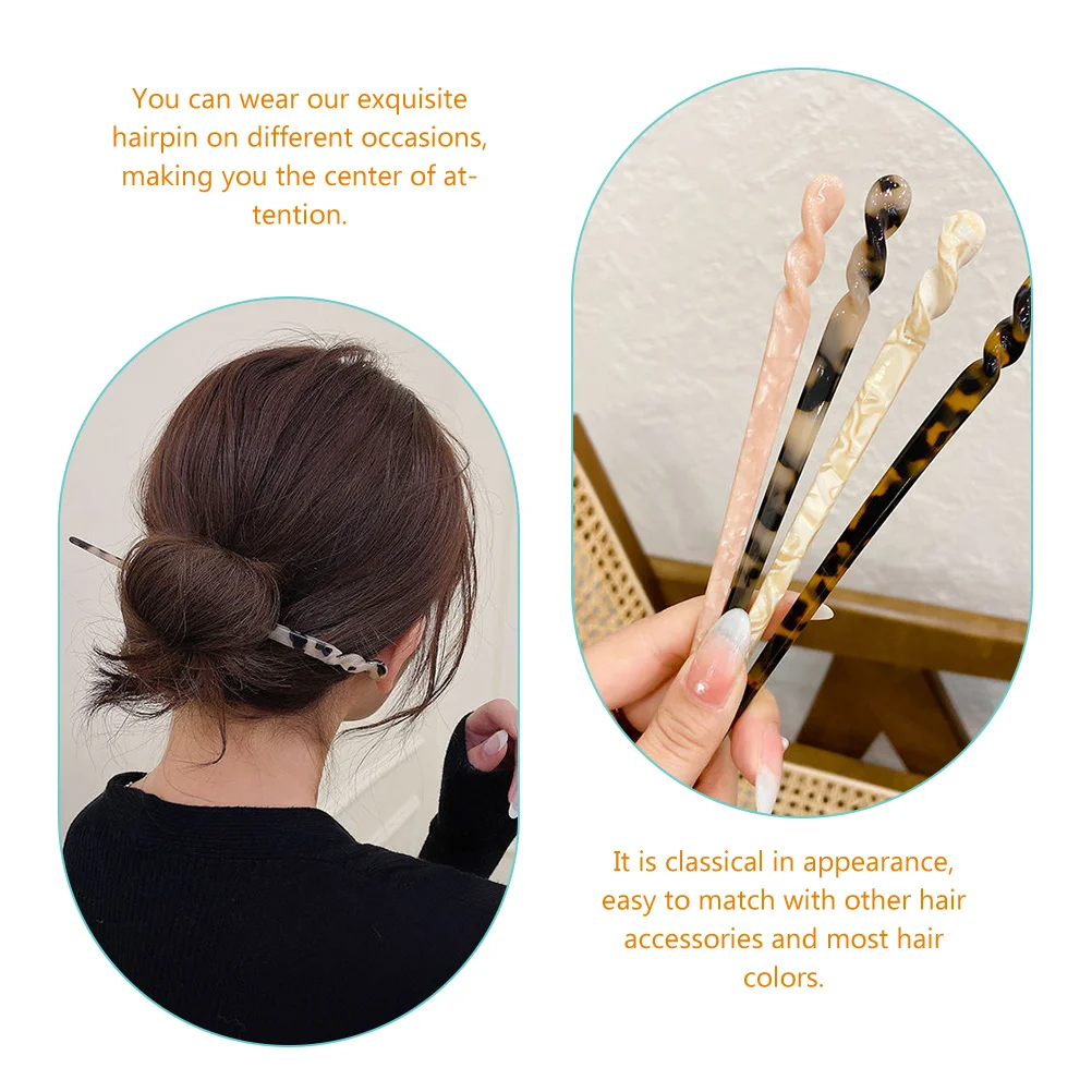 

4 Pcs Hairpin Accessories Stick Acetate Sticks Hairpins Thick Barrettes for Women Long Shell Clips