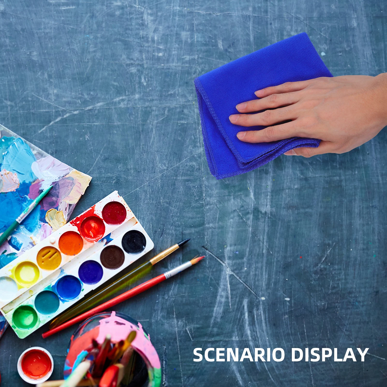 4 قطع من قماش تنظيف اللوحة، منشفة فنية ماصة سريعة الجفاف لإزالة الصباغ الزائد، مستلزمات الاستخدام المنزلي للمدرسة باللون الأزرق