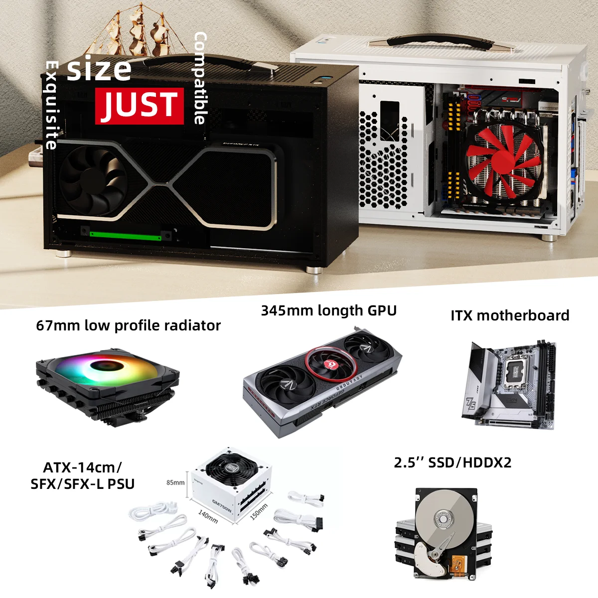 IF11 [LOJCUBE] 12.1L portatile 67mm radiatore a basso profilo A4 struttura Mini ITX Chassis PC Case meccanico Master Computer Case