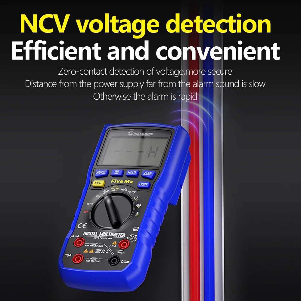 MECHANIC Multímetro Digital Multifunción Alta Precisión RMS Verdadero 20000 Cuentas Voltaje CA/CC Corriente Capacitancia Ohm Hz Detector NCV