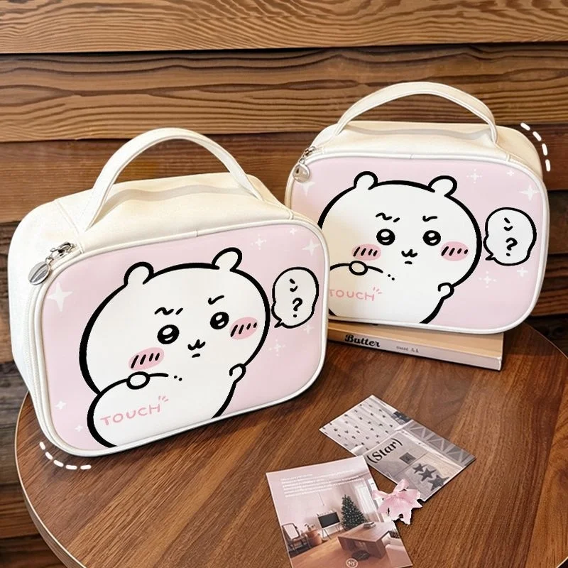 Chiikawa,Hachiware Cute Cartoon Makeup Bag Stain Resistant Travel Toiletry Storage Bag Makeup Brush Pouch with Compartments